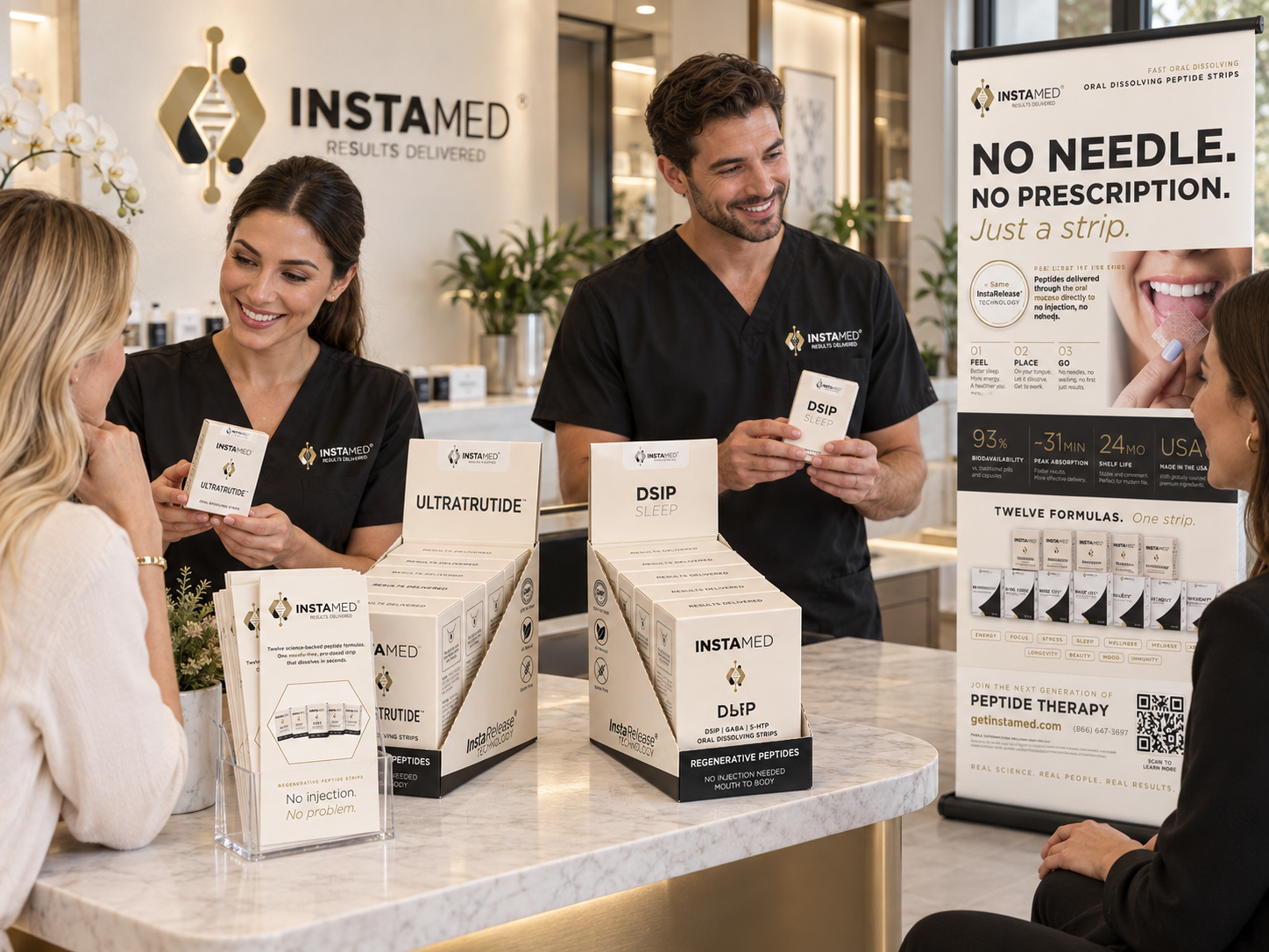 InstaMed product presentation in a modern med spa and wellness clinic setting
